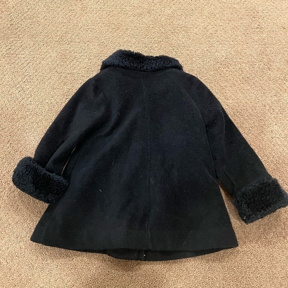 CYNTHIA ROWLEY Baby Girls Black Peacoat with Faux Fur Accents Size 2T - Picture 3 of 4